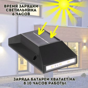 Настенный уличный светильник на солнечных батареях 6 LED, 12 х 6 см ANYSMART