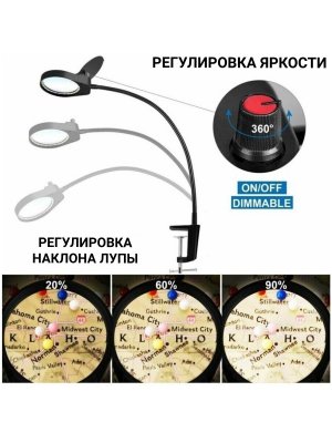 Лупа - лампа на струбцине ANYSMART 38 LED 10х -100 мм 227141