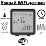 Датчик температуры и влажности Wi-Fi ANYSMART, ЖК-дисплей,  черный